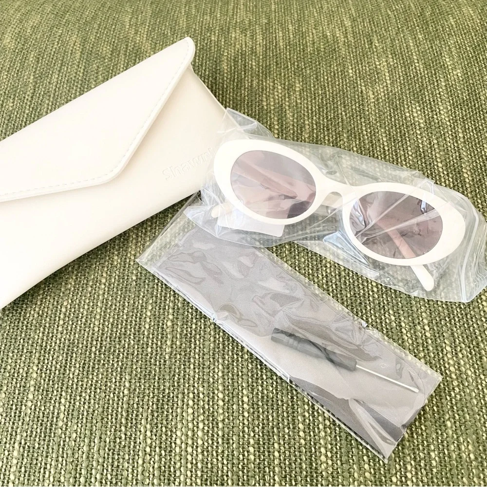 Shawn Lee Designer Cream White Oval Frame Sunglasses Y2K Retro Fashion Shades
